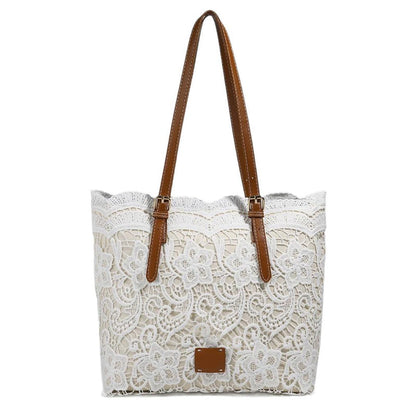 👜 50% DE RÉDUCTION! 👛 Sac Fourre-Tout Élégant en Dentelle – Grande Capacité, Design Chic & Idéal Pour Le Shopping, La Plage & Le Quotidien 🏖️