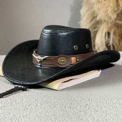 🤠 50% DE RÉDUCTION! 🌵 Chapeau de Cowboy Vintage à Large Bord & Lanière – PU résistant, taille unique ajustable & style western – Parfait pour festivals, plage & look tendance ☀️