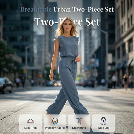 👗 50% DE RÉDUCTION 🌿 Ensemble top sans manches & pantalon large – Tissu fluide & coupe confortable – Idéal pour l’été, les voyages ou un look décontracté chic – léger et facile à porter ✨🌸👖
