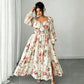👗 50% DE RÉDUCTION! 🌸 Robe Maxi à Imprimé Floral, Col Carré & Manches Longues – Tissu Fluide, Coupe Élégante & Parfaite Pour Le Printemps Et L'Été ☀️
