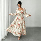 👗 50% DE RÉDUCTION! 🌸 Robe Maxi à Imprimé Floral, Col Carré & Manches Longues – Tissu Fluide, Coupe Élégante & Parfaite Pour Le Printemps Et L'Été ☀️
