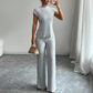 👗 50 % de Réduction 🔥 Ensemble deux pièces – haut à col montant & pantalon à jambes larges – Élégant, confortable & tendance pour toutes les occasions ✨