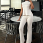 👗 50 % de Réduction 🔥 Ensemble deux pièces – haut à col montant & pantalon à jambes larges – Élégant, confortable & tendance pour toutes les occasions ✨