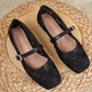 👡 50% DE RÉDUCTION! 👗 Ballerines Mary Jane en Dentelle Élégante – Bout Carré, Bride Ajustable & Semelle Confortable Pour Un Look À La Fois Charmant Et Décontracté 🌸