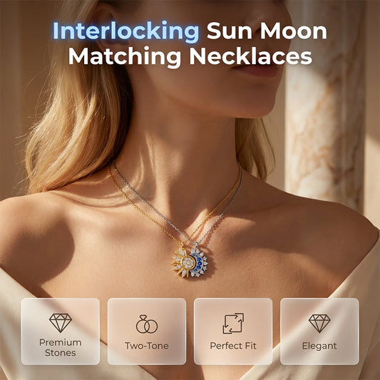 🌙 50% DE RÉDUCTION! ✨ Collier Pendentif Soleil et Lune avec Strass – Design Détaillé, Fini Lumineux & Parfait Pour Un Look Céleste Au Quotidien ☀️