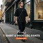 👕 50% DE RÉDUCTION! 🔥 Ensemble 2 Pièces pour Homme – T-Shirt & Pantalon à Jambes Larges, Look Décontracté, Tissu Léger & Parfait Pour Les Journées Chaudes ☀️