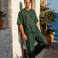 👕 50% DE RÉDUCTION! 🔥 Ensemble 2 Pièces pour Homme – T-Shirt & Pantalon à Jambes Larges, Look Décontracté, Tissu Léger & Parfait Pour Les Journées Chaudes ☀️