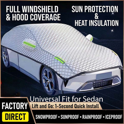 🚗 60% DE RÉDUCTION 🥳 Bâche partielle épaisse pour voiture – Protection contre le soleil et la neige – Résistante, anti-UV & facile à installer – idéale pour l’hiver comme pour l’été ❄️☀️✨