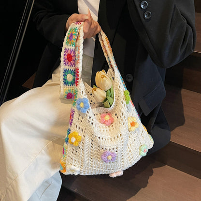 🧺 50% DE RÉDUCTION ✨ Sac ethnique crochet femme – Bohème, spacieux & polyvalent – Idéal pour la plage, les courses ou les escapades – design artisanal et aéré 🌼