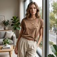 👚 50% DE RÉDUCTION ✨ Haut décontracté à manches courtes et imprimé pour femme – Léger, coloré & parfait pour l’été ou les journées décontractées 🌸