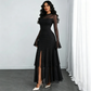 👗 50% DE RÉDUCTION 🌞 Robe maxi élégante à col montant & fente – Moulante, affinante & féminine – Idéale pour galas, mariages & occasions spéciales ✨
