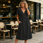 👗 50% DE RÉDUCTION ☀️ Robe d’été col V & boutons – Taille empire, poches latérales & tissu respirant – 4 coloris, tailles S-3XL – idéale pour le quotidien ou les rendez-vous ✨🌸