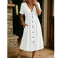 👗 50% DE RÉDUCTION ☀️ Robe d’été col V & boutons – Taille empire, poches latérales & tissu respirant – 4 coloris, tailles S-3XL – idéale pour le quotidien ou les rendez-vous ✨🌸