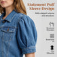 🧥 50% DE RÉDUCTION 🌞 Veste jean femme taille crop & manches gigot – Denim souple & coupe flatteuse – Style vintage moderne – parfaite pour la mi-saison ou les soirées d’été 👒
