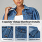 🧥 50% DE RÉDUCTION 🌞 Veste jean femme taille crop & manches gigot – Denim souple & coupe flatteuse – Style vintage moderne – parfaite pour la mi-saison ou les soirées d’été 👒