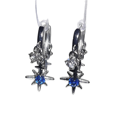 ✨ 50% DE RÉDUCTION 🌙 Boucles d'oreilles créoles célestes pendantes – Ton argent – Lune & étoiles, fines & élégantes – Parfaites pour un look bohème ou quotidien 💫