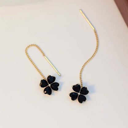 🍀 50% DE RÉDUCTION ✨ Boucles d'oreilles fil trèfle à quatre feuilles élégantes – Fines, dorées & symboles de chance – légères à porter toute la journée 💚