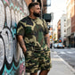 🎽 50% DE RÉDUCTION 🔥 Set sport homme imprimé militaire – T-shirt & short coordonnés – Confortable, respirant & style urbain – parfait pour le sport, les loisirs ou les journées chaudes 🌿