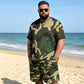 🎽 50% DE RÉDUCTION 🔥 Set sport homme imprimé militaire – T-shirt & short coordonnés – Confortable, respirant & style urbain – parfait pour le sport, les loisirs ou les journées chaudes 🌿