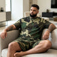 🎽 50% DE RÉDUCTION 🔥 Set sport homme imprimé militaire – T-shirt & short coordonnés – Confortable, respirant & style urbain – parfait pour le sport, les loisirs ou les journées chaudes 🌿