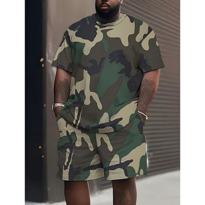 🎽 50% DE RÉDUCTION 🔥 Set sport homme imprimé militaire – T-shirt & short coordonnés – Confortable, respirant & style urbain – parfait pour le sport, les loisirs ou les journées chaudes 🌿