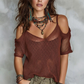 👗 50% DE RÉDUCTION 🌬️ Haut femme d’été en maille à épaules dénudées – Léger, respirant & style bohème – Fluide, romantique & parfait pour les journées chaudes, les festivals ou les escapades en bord de mer ✨