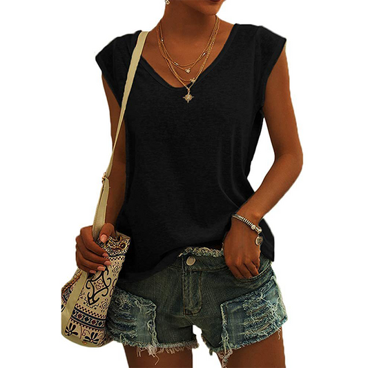 👚 50% DE RÉDUCTION 🌸 Débardeur décontracté à col en V & coupe ample pour femme – Tissu doux & léger – Parfait pour l’été, le sport ou le quotidien – facile à superposer ou à porter seul ✨