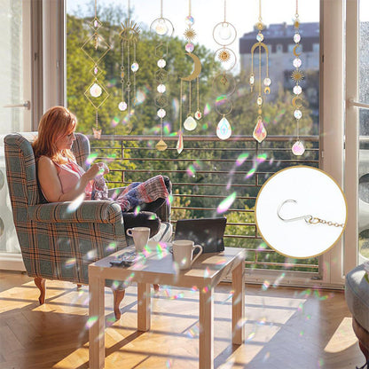 🌈 50% DE RÉDUCTION ✨ Attrape-soleil décoratif – Cristal synthétique (or/argent) – Reflets arc-en-ciel, parfait pour fenêtre ou jardin 🪟