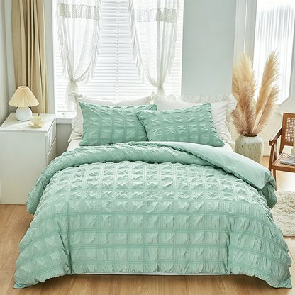 🛏️ 50% DE RÉDUCTION ⏰ 3-Piece Pintuck Textured Duvet Cover Set – Tissu infroissable, doux & respirant – finition élégante digne d'un hôtel – confort toute l'année 🌿