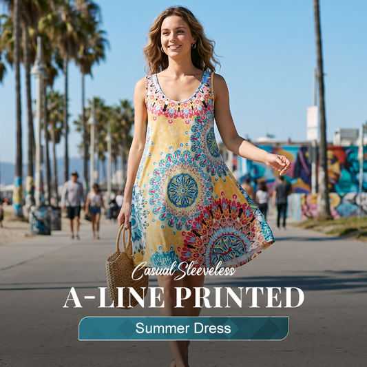 👗 60% DE RÉDUCTION 🌺 Robe imprimée sans manches – Coton léger & tombé fluide – Parfaite pour l’été, la plage ou un look décontracté – légère et confortable ✨🌸
