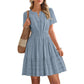 👗 50% DE RÉDUCTION 🥳 Mini-robe à manches courtes et à volants pour femme – Soldes 2026 – Fluide, légère & parfaite pour l’été, les vacances ou les soirées décontractées 🌸