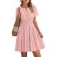 👗 50% DE RÉDUCTION 🥳 Mini-robe à manches courtes et à volants pour femme – Soldes 2026 – Fluide, légère & parfaite pour l’été, les vacances ou les soirées décontractées 🌸
