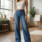 👖 50% DE RÉDUCTION ✨ Jean femme taille haute jambe large – Coupe flatteuse & confortable – Denim respirant, style décontracté chic – parfait pour le quotidien ou les sorties 🌸
