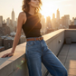 👖 50% DE RÉDUCTION ✨ Jean femme taille haute jambe large – Coupe flatteuse & confortable – Denim respirant, style décontracté chic – parfait pour le quotidien ou les sorties 🌸