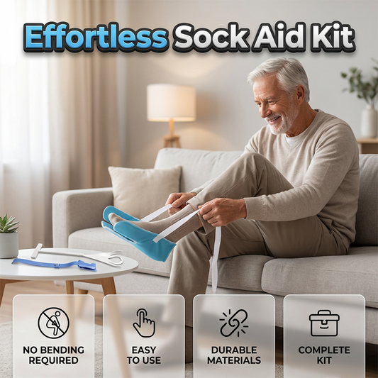 🧦 50% DE RÉDUCTION ♿ Enfile-chaussettes sans se pencher avec sangles de traction – Aide au quotidien, antidérapant & pliable – idéal pour personnes âgées, en rééducation ou à mobilité réduite ✨