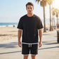 👕 50% DE RÉDUCTION ☀️ Ensemble T-shirt & short texturé gaufre – Tissu respirant & coupe ample – Look estival ultime, décontracté et confortable – idéal pour les journées chaudes 🩳✨🌿