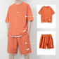 👕 50% DE RÉDUCTION ☀️ Ensemble T-shirt & short texturé gaufre – Tissu respirant & coupe ample – Look estival ultime, décontracté et confortable – idéal pour les journées chaudes 🩳✨🌿