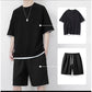 👕 50% DE RÉDUCTION ☀️ Ensemble T-shirt & short texturé gaufre – Tissu respirant & coupe ample – Look estival ultime, décontracté et confortable – idéal pour les journées chaudes 🩳✨🌿