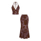 👗 50% DE RÉDUCTION 🌺 Ensemble coordonné bohème imprimé floral – Haut halter & jupe maxi – Fluide, élégant & parfait pour l’été, la plage ou les vacances tropicales ☀️