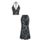 👗 50% DE RÉDUCTION 🌺 Ensemble coordonné bohème imprimé floral – Haut halter & jupe maxi – Fluide, élégant & parfait pour l’été, la plage ou les vacances tropicales ☀️