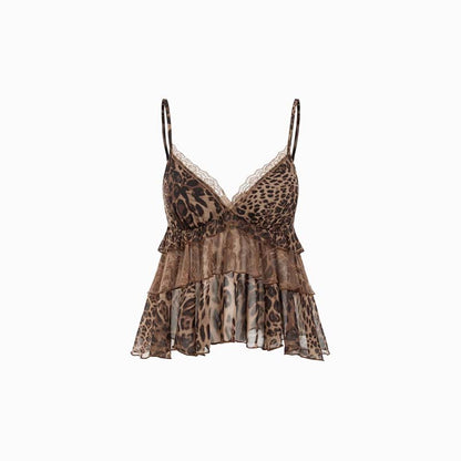 👗 50% DE RÉDUCTION 🌸 Caraco à volants et bordure en dentelle – Silhouette en A, tissu mesh – Féminin, élégant & parfait pour l’été ou les couches superposées ✨