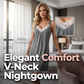 🌙 50% DE RÉDUCTION ✨ Chemise de nuit dentelle – Encolure en V, soie douce & confortable – Légère, respirante & parfaite pour un sommeil élégant – look romantique et féminin 🍃