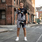 👕 50% DE RÉDUCTION 🩳 Ensemble T-shirt et short à imprimé abstrait pour homme – Léger, respirant & coupe décontractée – parfait pour l’été, le sport ou les journées décontractées – look moderne et unique 🎨