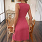 👗 50% DE RÉDUCTION 🎀 Robe sans manches à col en V et nœud sur le devant pour femme – Fluide, élégante & parfaite pour les journées chaudes, les brunchs ou les rendez-vous romantiques 🌺