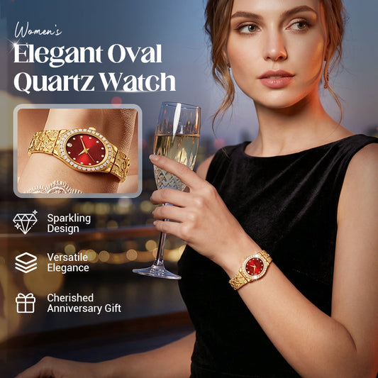 ⌚ 50% DE RÉDUCTION 💎 Montre quartz ovale élégante pour femme – Cadre fin, bracelet en alliage doré & cadran minimaliste – idéale pour un look chic au quotidien ou au bureau ✨