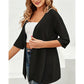 🧥 50% DE RÉDUCTION ✨ Cardigan ouvert grande taille femme – Léger, mi-long & manches mi-courtes – Parfait pour la mi-saison ou les soirées fraîches – style décontracté et confortable 🍁