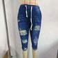 👖 50% DE RÉDUCTION ✨ Pantalon capri en jean déchiré – Style casual edgy & taille ajustable – Coupe courte, parfait pour l’été – look tendance avec baskets ou sandales 🌿