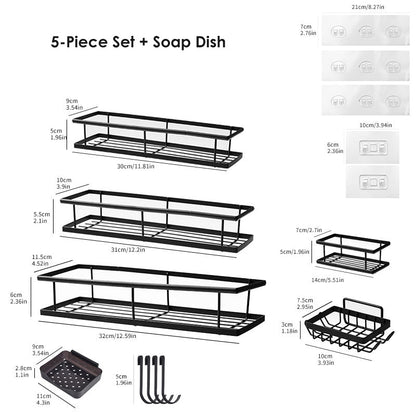 🧴 50% DE RÉDUCTION 💥 Ensemble d’étagères de salle de bain sans perçage – Acier anti-rouille & drainage rapide – Rangement modulaire, idéal pour shampoings, gels douche ou accessoires 🛁