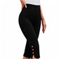👖 50% DE RÉDUCTION 🌼 Pantacourt gainant femme taille haute – Élasticité 4 sens & boutons dorés – 2 couleurs, 6 tailles – parfait pour le quotidien ou les sorties ✨