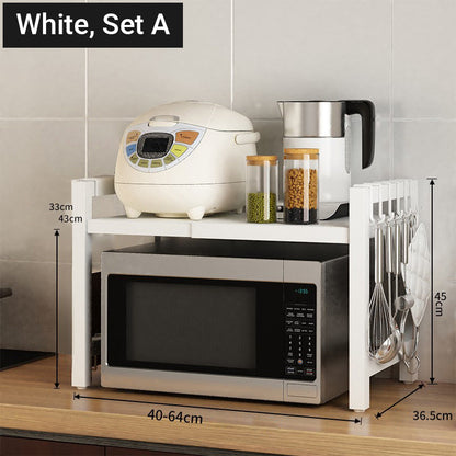 📦 60% DE RÉDUCTION 💥 Étagère extensible pour micro-ondes – Réglable, crochets & charge 75kg – Gain de place, sans perçage – idéale pour petits espaces ou cuisine 🍽️✨